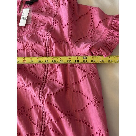 LANE BRYANT Classic Eyelet Mix Tee Women 20 Pink Gin Fizz SS Ruffle Cotton - Picture 13 of 13